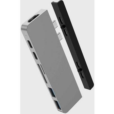Hyper - DUO 7-Port USB-C Hub - USB-C Docking Station for Apple MacBook Pro and Air - Silver
