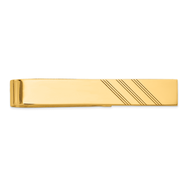 14k Yellow Gold Mens Engravable Tie Bar Lapel Pin Tac For Dad Mens For Him