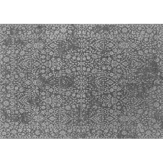 Ahgly Company Indoor Rectangle Oriental Gray Industrial Area Rugs, 2' x 5'