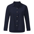 thumbnail image 1 of Button Down Shirts for Women, Fadeal Womens Cotton Linen Button Down Shirt Womens Button Down Blouse Navy 4XL, 1 of 4
