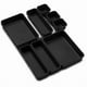 thumbnail image 1 of Organizador de cajones transparente y negro con divisor de almacenamiento y bandeja con 3 compartimentos para cubiertos, cosméticos y joyas, ideal para cocina, dormitorio y baño., 1 of 5