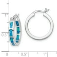 thumbnail image 2 of Beautiful Sterling Silver Rhodium-plated Blue Created Opal In/Out Hoops, 2 of 2