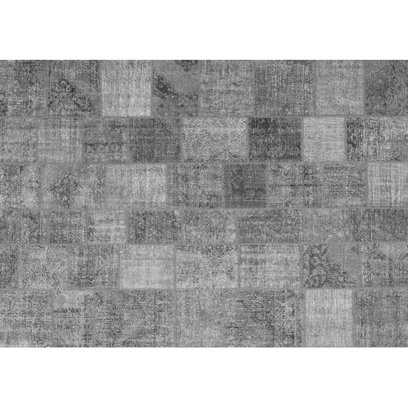 Ahgly Company Indoor Rectangle Patchwork Gray Transitional Area Rugs, 5' x 7'