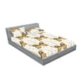thumbnail image 2 of Jungle Boho Fitted Sheet & Pillow Sham Set, Modern Illustration of Wild Life Moth Pattern on Plain Backdrop, Decorative Printed 3 Piece Bedding Decor, Calking, Pale Coffee and Off White, by Ambesonne, 2 of 2