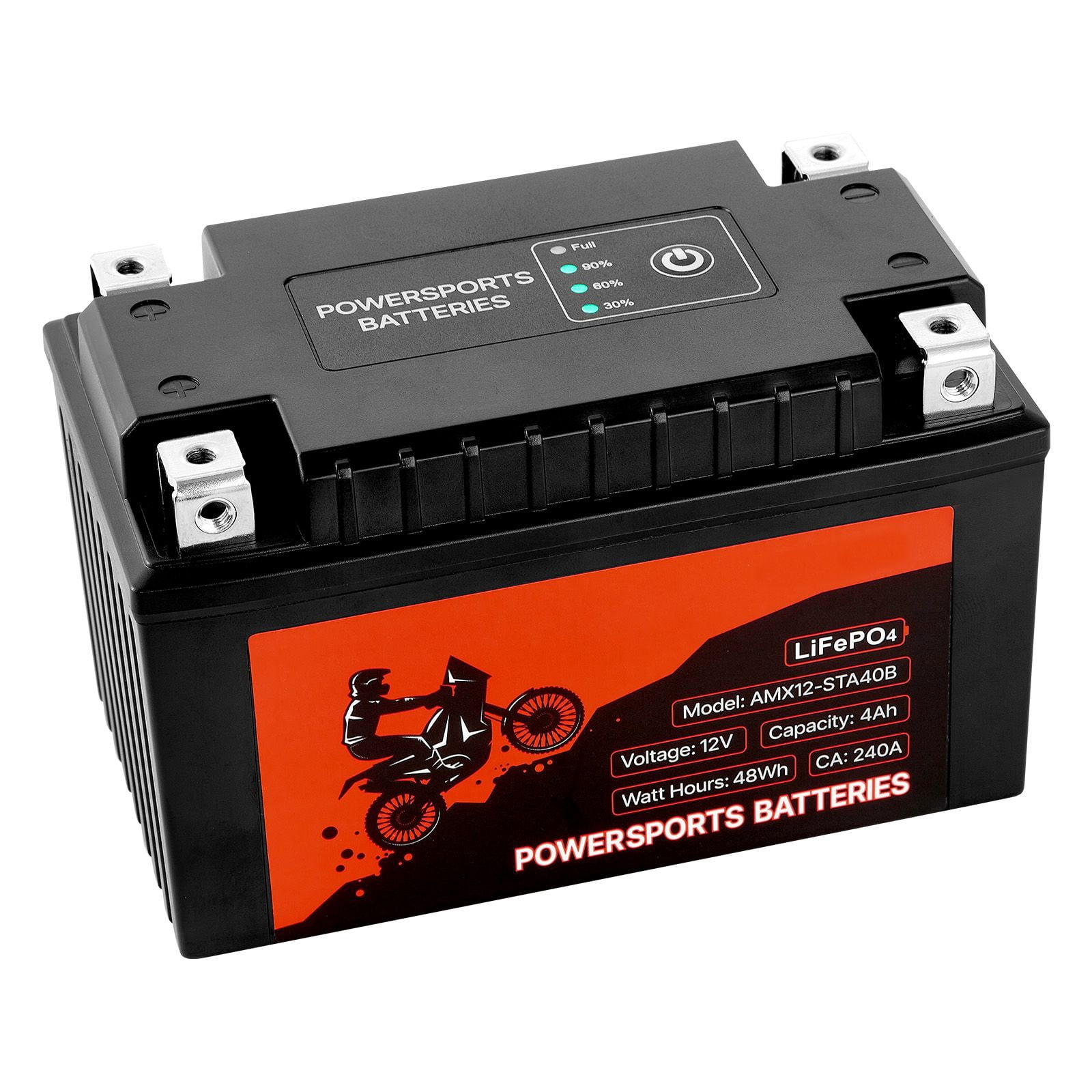 LiFePO4 Motorcycle Battery 12V 4Ah,Maintenance-Free Lithium Powersports Battery for ATV,Dirt Bike,Scooter,Jet Ski&UTV