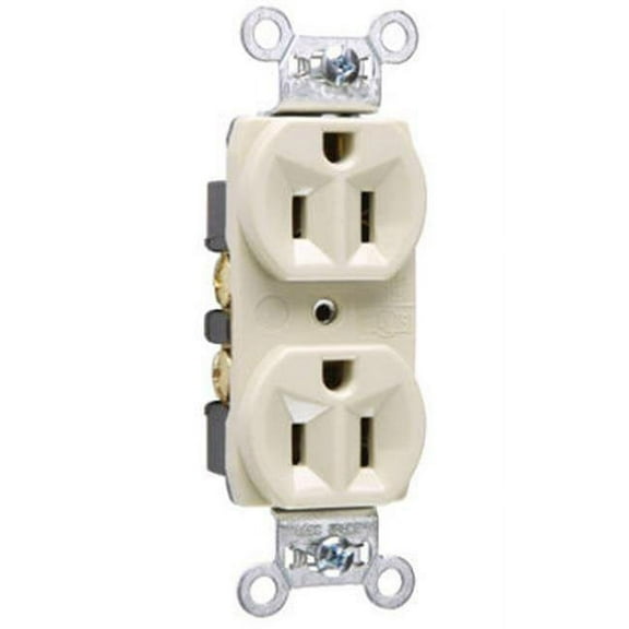 Legrand Pass & Seymour CRB5262ICC12 15 Amp Construction Specification Grade Duplex Receptacle Outlet, Back and Side Wire, Ivory (1 Count)