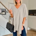 thumbnail image 4 of comerut Women Fall Winter Sweater Irregular Hem Solid Color Loose V Neck Pullover Soft Knitted Thick Warm Cape Style Lady Sweater, 4 of 8