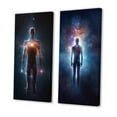 thumbnail image 3 of Designart "Ethereal Awakening Glowing Body and Light VI" Robot Wall Art Set Of 2 - Modern Blue Gallery Wall Set For Home Decor, 3 of 6