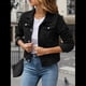 thumbnail image 4 of Chaquetas Vaqueras para Mujer, Básicas, de Larga, con Botones, Estilo Corto, A Negro XL, 4 of 7
