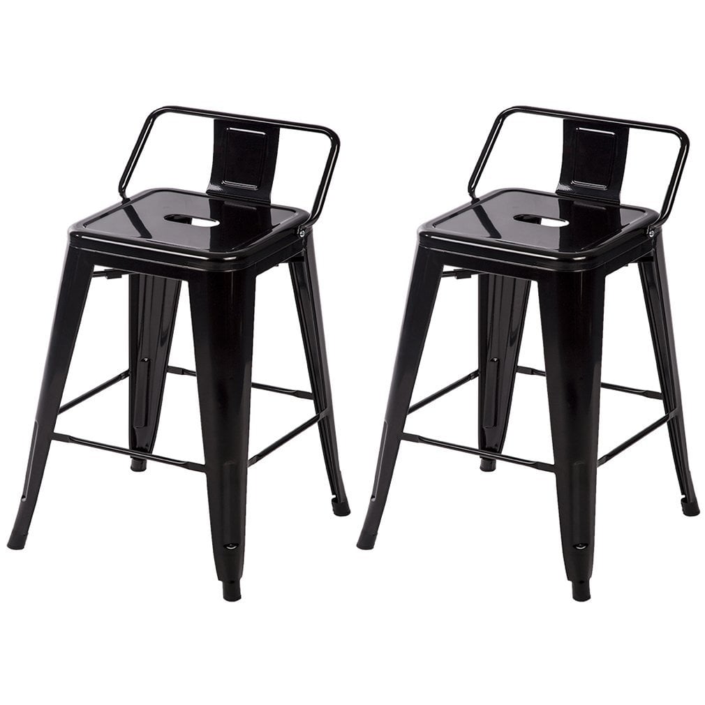 24 Inches Metal Frame Tolix Style Bar Stool Set of 2 