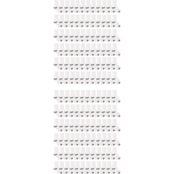 SOCKS'NBULK Big & Little Kids Lightweight Cotton Crew Socks Bulk, Homeless Donation Cheap, Wholesale Sock (144 Pairs White Little Kids / Gray Heel and Toe)