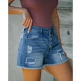 thumbnail image 5 of ONLYSHE High Waisted Frayed Ripped Casual Denim Shorts, 5 of 7
