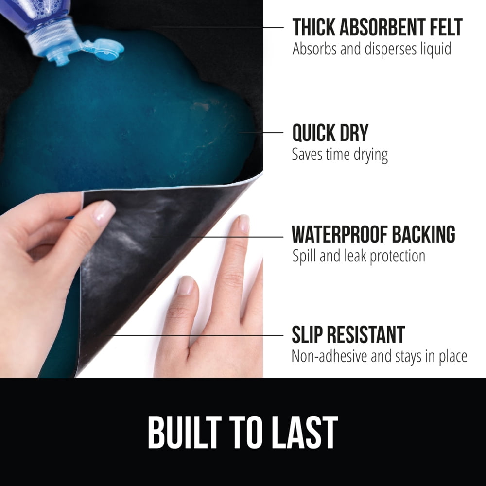 GORILLA GRIP LeakGuard Under Sink Mat, Waterproof Shelf Liner, Non-Adhesive, 24x24 Black