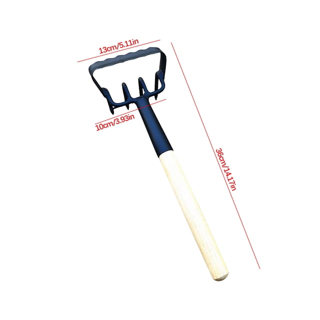 EGNMCR Tools&Home Improvement Small Garden Rake Hand Tool With Ergonomic Wood Handle High Carbon Steel For Loosening Weeding And Transplanting Compact Gardening Tool For Home Garden Rake