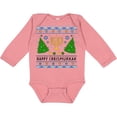 thumbnail image 3 of Inktastic Happy Chrismukkah Sweater Style with Menorah and Trees Boys or Girls Long Sleeve Baby Bodysuit, 3 of 5