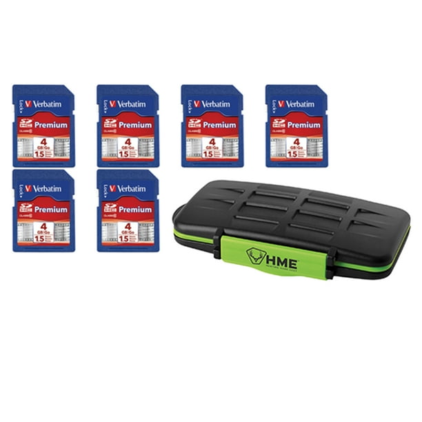 HMESDCH SD Card Holder Bundle with 6 Pack Verbatim 96171 Class 10 SDHC