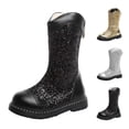 thumbnail image 4 of huajiao Glitter Sequined Princess Tall Boots for Teens Girls Sparkly Knee High Boots Back Zipper Anti-𝗦lip Mid Calf Shoes, 4 of 9