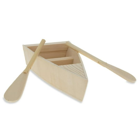 Blank Unfinished Wooden Fishing Boat with Oars 5.25 Inches ...