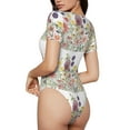 thumbnail image 3 of Daiia Autumn Garden print Women's Crew Neck Short Sleeve Bodysuit Fashion Tops Fit Casual Basic Extender Bodysuit-X-Large, 3 of 9