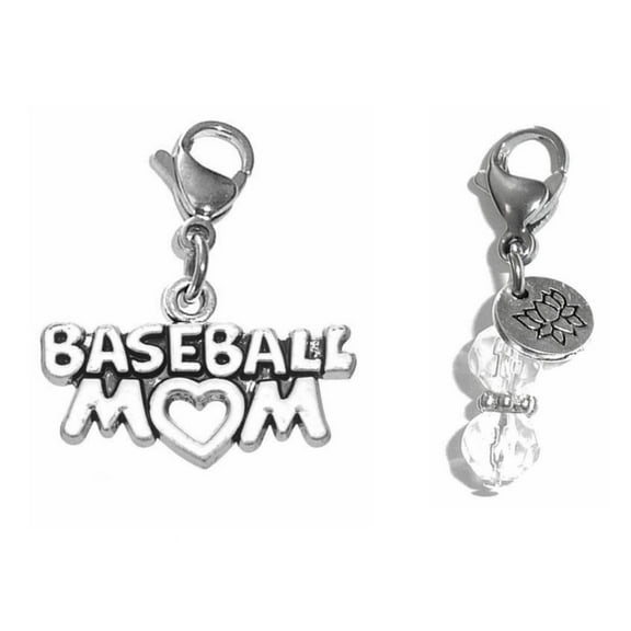 Sports Charms For Bracelets, Sports Mom Jewelry, Bag Charm, Zipper Pull Charm, Backpack, Purse, Or Handbag Charm - Baseball Mom Clip On Charm