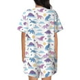 thumbnail image 3 of Naloa Dinosaur Women's Short-Sleeved Pajama Set, Loungewear, Summer pajamas, Breathable Cozy - Large, 3 of 9