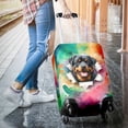 thumbnail image 3 of Funny Watercolor Adorable Rottweiler Peeking Through Torn Paper Effect Travel Luggage Cover Rottie Dog Lover Gifts Idea Suitcase Dust Protective Decor - 00026, 3 of 5