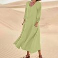 thumbnail image 1 of Mejor Belleza Women's cotton linen dresses summer midi dresses with pockets Mejor Belleza Vestido boho;Vestidos largos de playa;Flowy with ruffled hem, 1 of 7