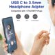 thumbnail image 2 of Paquete de 2 adaptadores de auriculares de audio USB C a 3,5 mm, adaptador tipo C a conector auxiliar Dongle de ángulo recto con chip DAC, 2 of 5