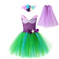 thumbnail image 1 of Disfraz de sirenita para niña, vestido de princesa Ariel, tutú de tul mullido púrpura y verde, para fiesta de disfraces, nuevas películas Fivean unisex, 1 of 2