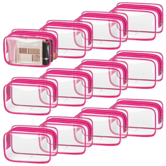 Bolsa de maquillaje transparente TISRATOK, 12 unidades, para mujer, artículos esenciales de viaje