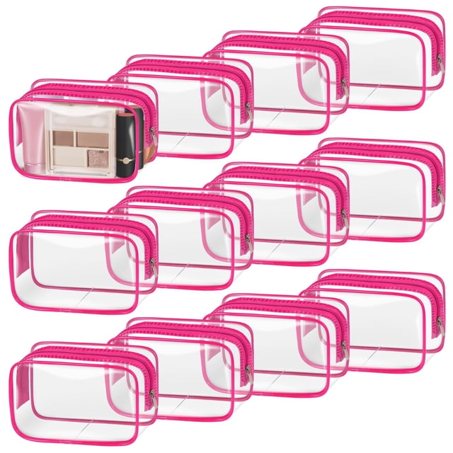 Bolsa de maquillaje transparente TISRATOK, 12 unidades, para mujer, artículos esenciales de viaje