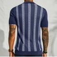 thumbnail image 6 of Iugvhana Mens Knitted Button Down Shirts Casual Textured Polo Shirt Lapel Short Sleeve Vintage Summer Beach Tops Navy M, 6 of 9
