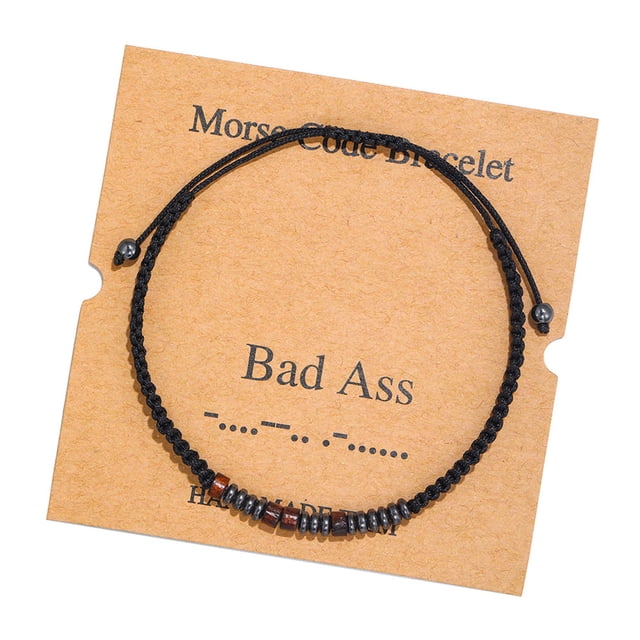 Xihbxyly Pulsera Inspiradora, Diseño de Cuerda de Nailon Ajustable, Dije Único de Cuentas de Madera, Elegantes Detalles de Hematita, Regalo Perfecto para Cumpleaños, Un Recordatorio para Tus Seres Qu