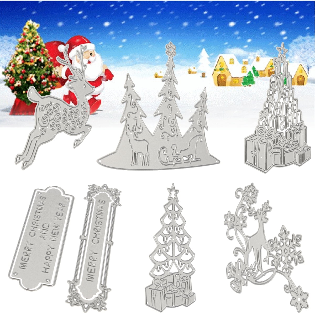 Christmas Silver Metal Cutting Dies Stencils Scrapbooking Embossing DIY Crafts