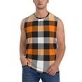 thumbnail image 1 of Bingfone Orange Plaid Pattern Men's Tank Tops Workout Sleeveless Tee Shirts Running Beach Tanks for Men-XX-Large, 1 of 7