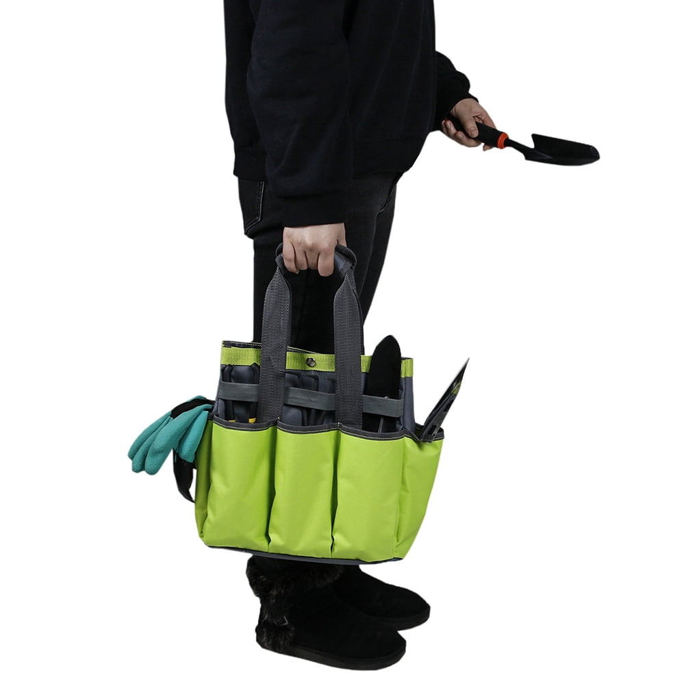 Garden Tool Carrier Gardening Tool Storage Tote Multi-pockets Lawn Yard Carrier