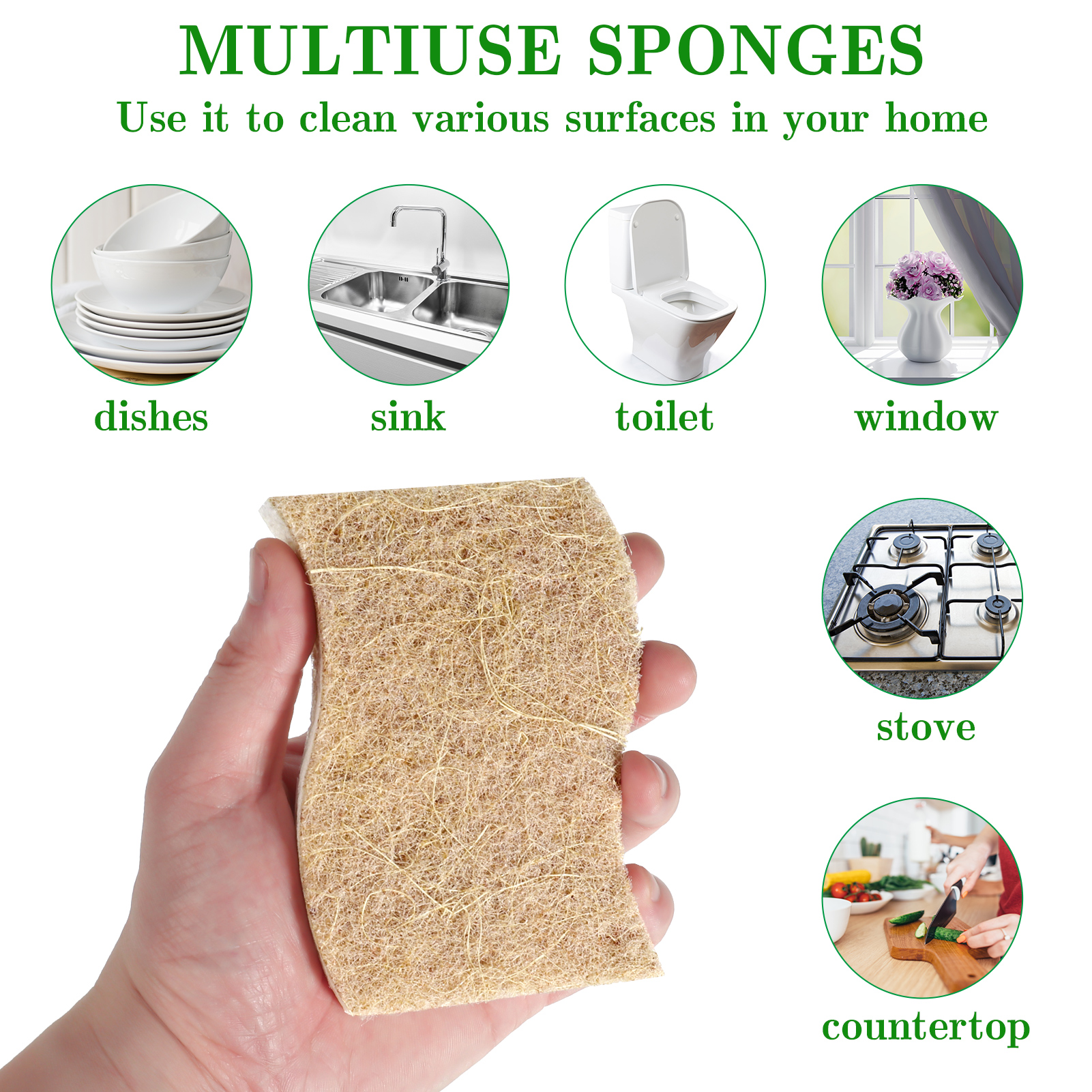 Sixwipe Natural Kitchen Sponges, Biodegradable, 12 Count photo 5