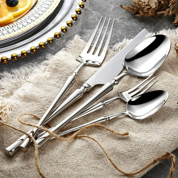 GOOHOCHY Office Use Fork Stainless Steel Silver 1Set 7.8 x 1.2 x 0.4In