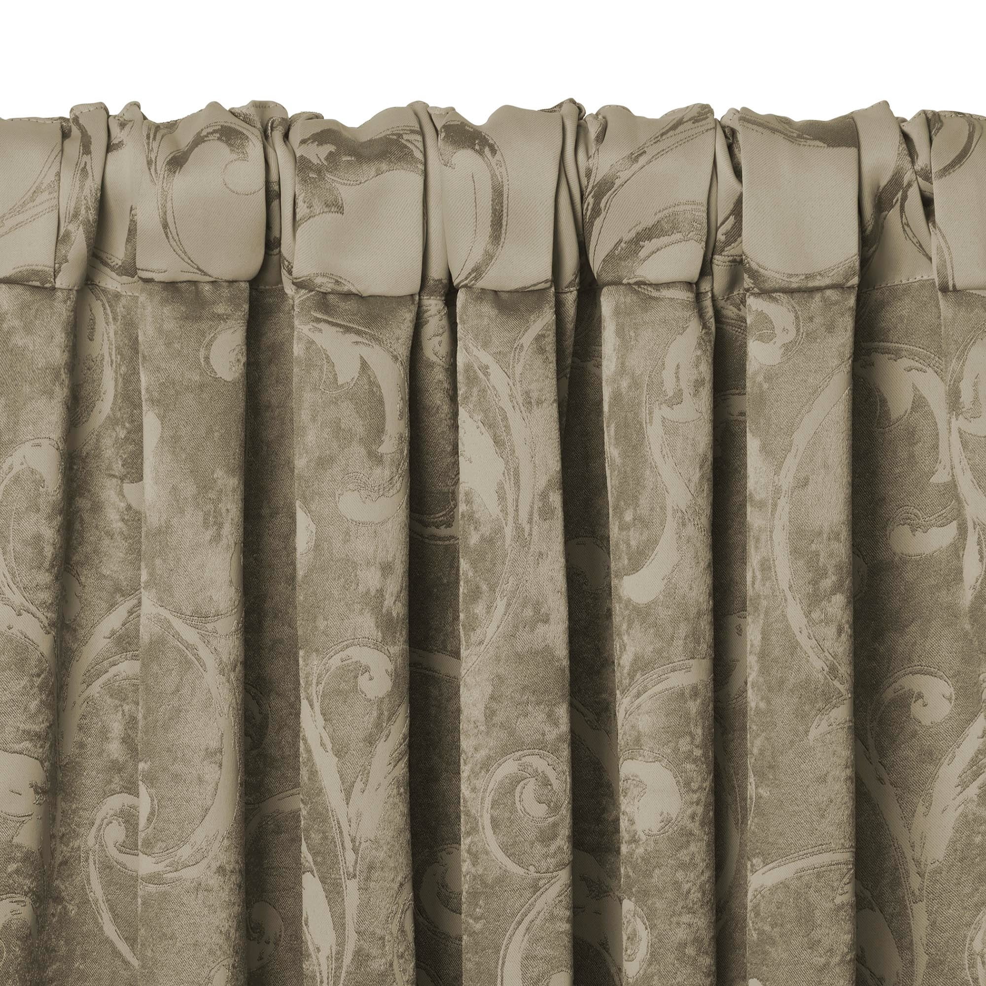 Elrene Home Fashions Mia Jacquard Scroll Blackout Window Curtain, Natural, 52" x 95"