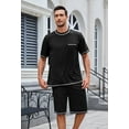 thumbnail image 2 of U2SKIIN Mens Pajama Set, Short Sleeve Lightweight Sleepwear Soft Nightwear Set With Pocket,(Black,M), 2 of 5