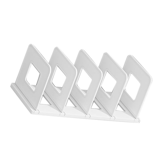 Book Organizer File Holder PP Minimalist Vertical 4 Slots File Sorter for Classroom Office Desktop Home White