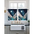 thumbnail image 2 of Teal Blue Geometric Tier Curtains 24 Inch Length,Sheer Curtains for Bedroom Living Room Window Abstract Sky Stars Moon Mountains Short Kitchen Curtains Drapes for Small Half Window 27.5"x24" 2 Panels, 2 of 7