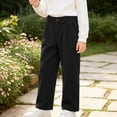 thumbnail image 6 of hotojiny Girls Corduroy Pants Casual Loose Wide Leg Kids Trousers with Pockets Comfy Pull on Plain Uniform Pants(Black,7-8 Years), 6 of 8
