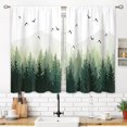 thumbnail image 3 of Green Misty Forest Small Kitchen Curtains Nature Window Treatment Tree Woodland Rod Pocket Cafe Short Curtains for Bathroom Dining Laundry Room Mountain Tier Treatment Drapes 26x36 inch, 3 of 6