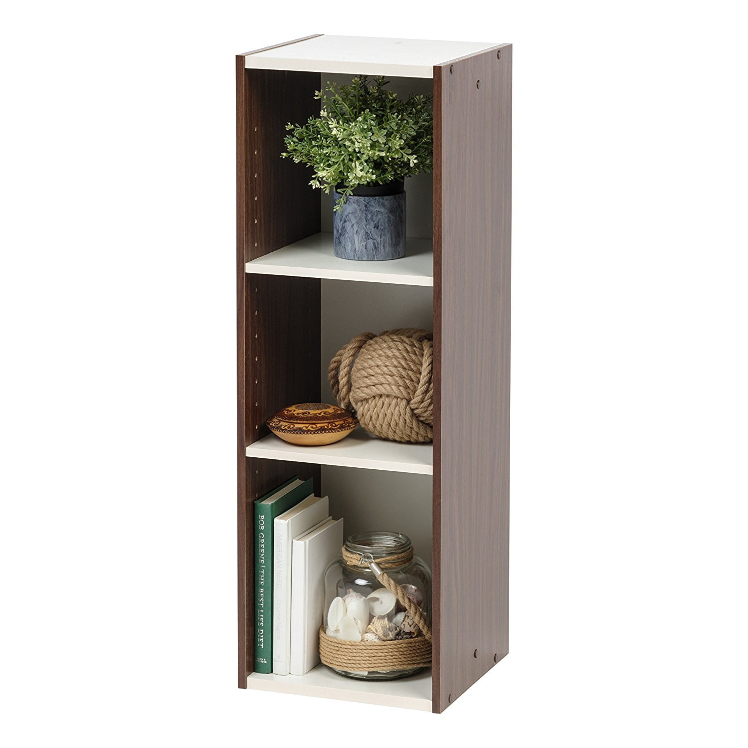 IRIS USA, 11 x 34' Space Saving Slim Shelf, Walnut Brown