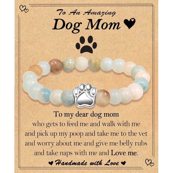 Dog Mom Gift, Beaded Paw Bracelet for Dog Lovers, Thoughtful Birthday, Mothers Day & Christmas Jewelry Gift