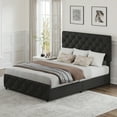 thumbnail image 5 of Upholstered Queen Platform Bed Frame with 4 Storage Drawers Adjustable Headboard, PU Leather Platform Storage Bedframe with Button Tufted, Wooden Slats Support, No Box Spring Needed, Noise-Free, 5 of 7