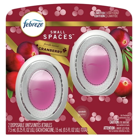 Febreze Small Spaces Odor-Eliminating Air Freshener Refill, Cranberry, 2 Ct