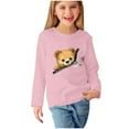 thumbnail image 4 of BRGZLK Kids Long Sleeve T-Shirts Boys Girls Cute Cartoon Bear Graphic Blouses Loose Casual Crewnecks Pullover Tops Pink 9-10 Years, 4 of 5