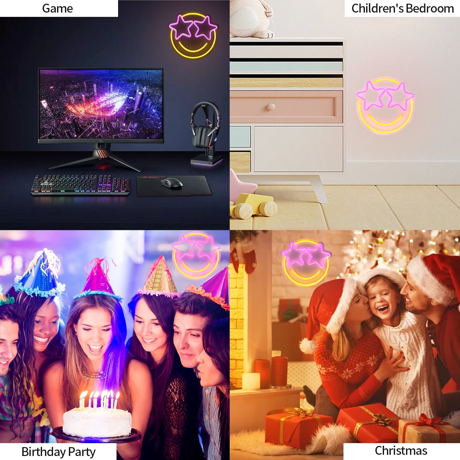 Towond Neon Sign, Dimmable Smile Face Neon Signs for Wall Decor 12.21"x11.42" Neon Lights USB Power for Bedroom Birthday Wedding Art Decoration